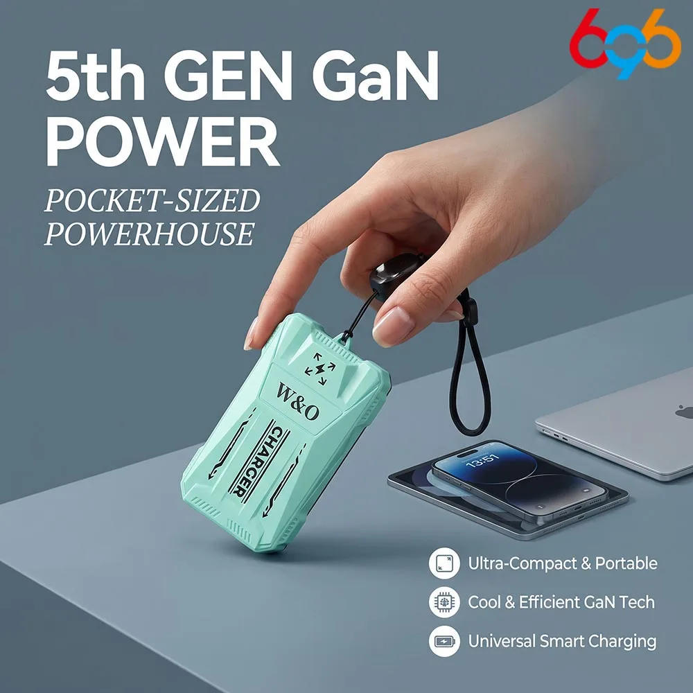 Mini Retractable Cable For IPhone For Huawei/Xiaomi Phone Tablet Watch PD 30W Fast Charger Portable US Dual Type-C Folding Plug