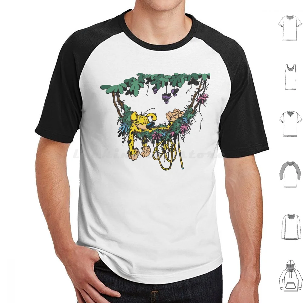 

Футболка Marsupilami In Hammock, хлопковая крутая футболка 6xl, желтая футболка с изображением комиксов, несколько Spirou, Бельгия, Франция, Fantasio Pet