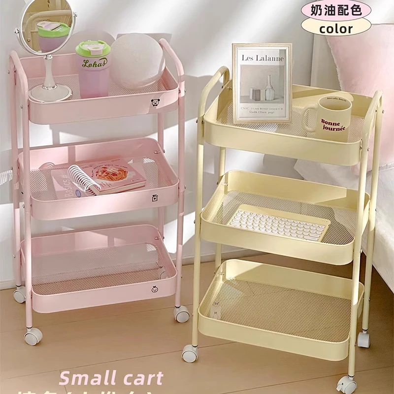 Trolley Storage Rack Floor To Ceiling Multi-layer Movable Bedroom Bathroom Storage Rack Dormitory Snack Rack Salon Furniture