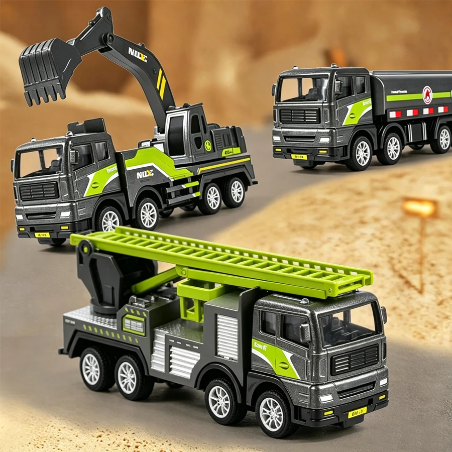 Alloy tanker truck toy, inertia push-and-go tanker vehicle, simulation model with fine details, birthday gift