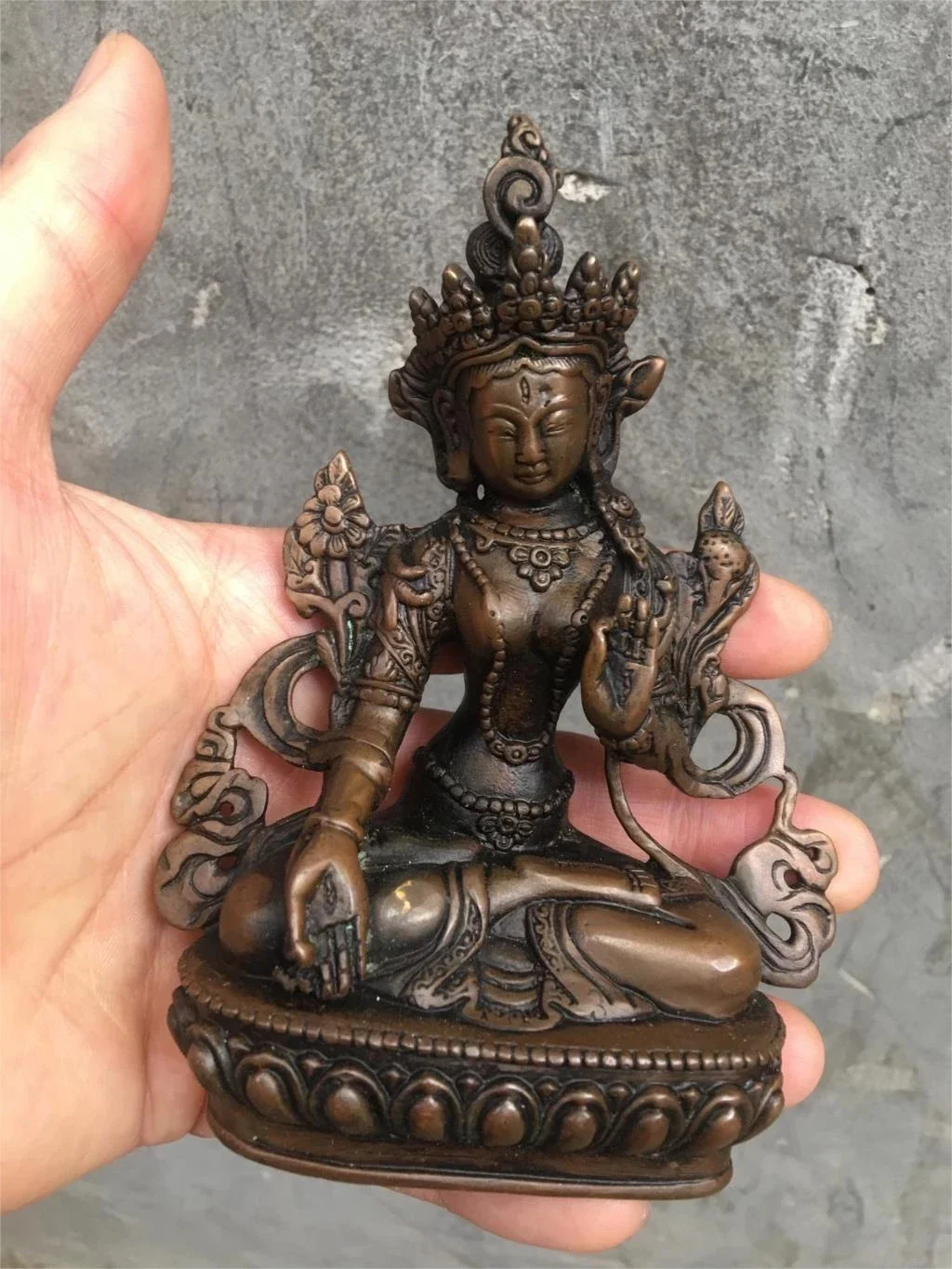 13.2cm Tibetan Buddhism Bronze Copper 7 Eyes White Tara GuanYin Bodhisattva Statue Manjushr Longevity Buddha Vajrasattva Four