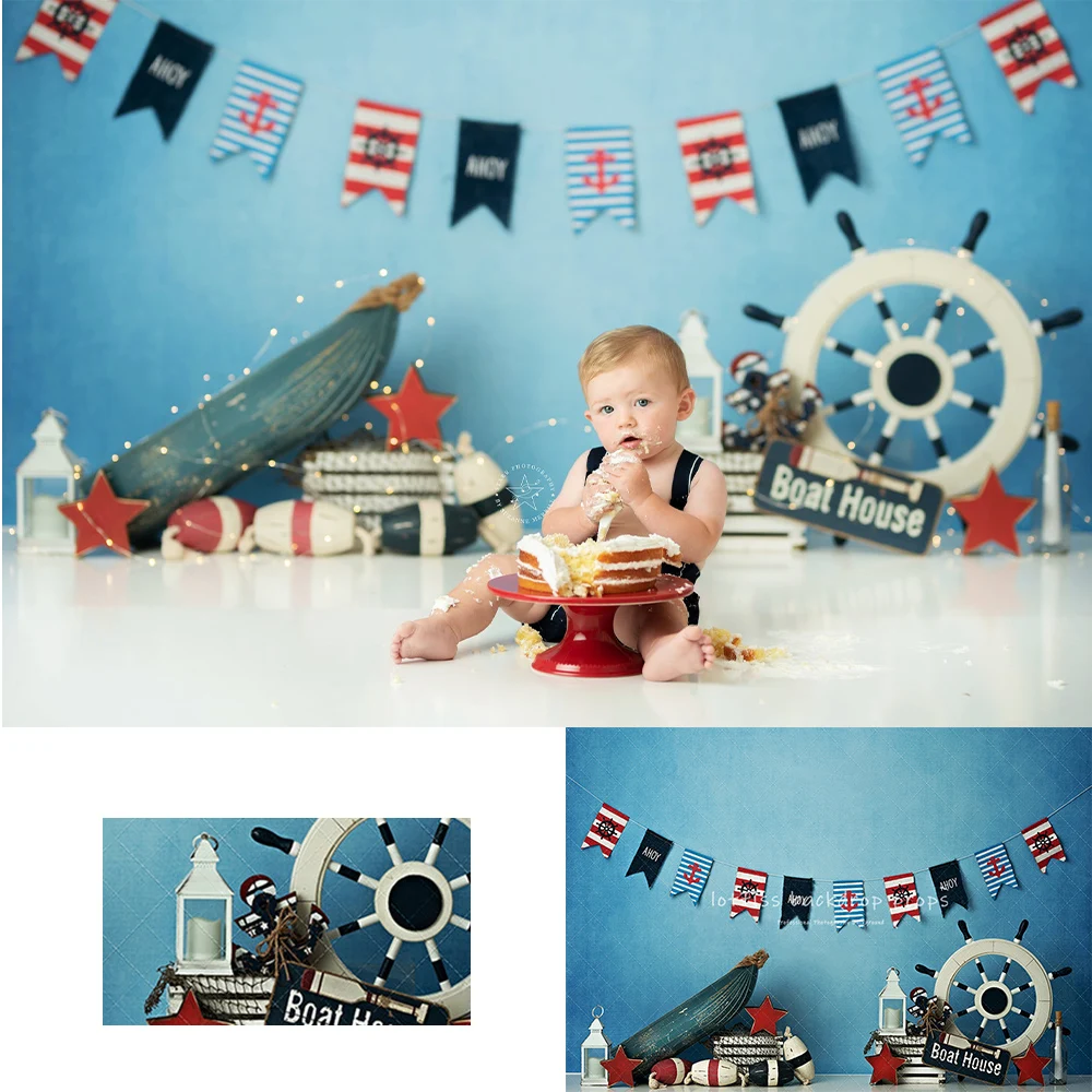 

Summer Boat House Backdrops Kids Baby Photography Child Adult Photocall Birthday Cake Smash Photo Ship Captain Backgrounds