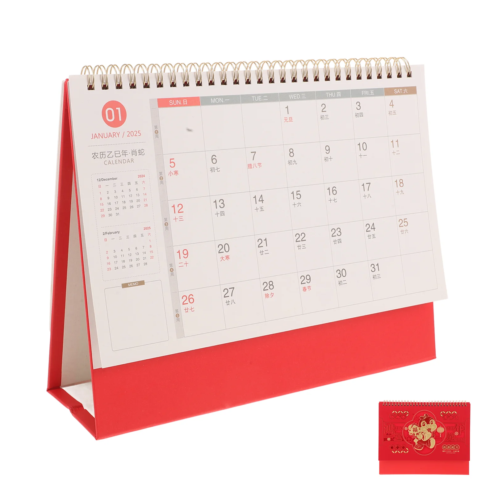 

Chinese Calendar 2025 Year of The Snake Desk Mini Calendars Cartoon Lunar New Red Baby