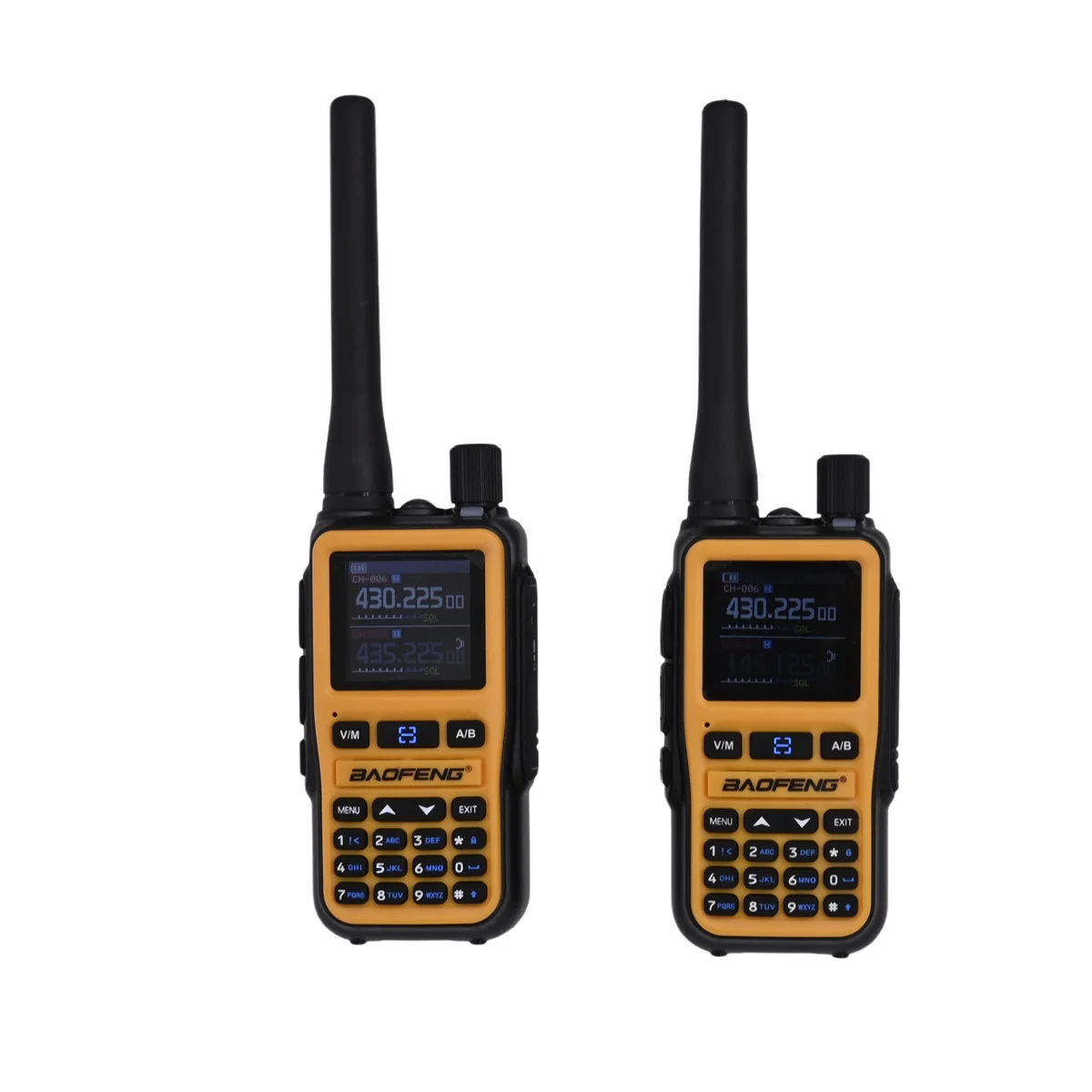 2x-baofeng-uv-5rmini-orange-transparent-compact-transceiver-bluetooth-app-program-vhf-uhf-999ch-type-c-charging-fm-radio