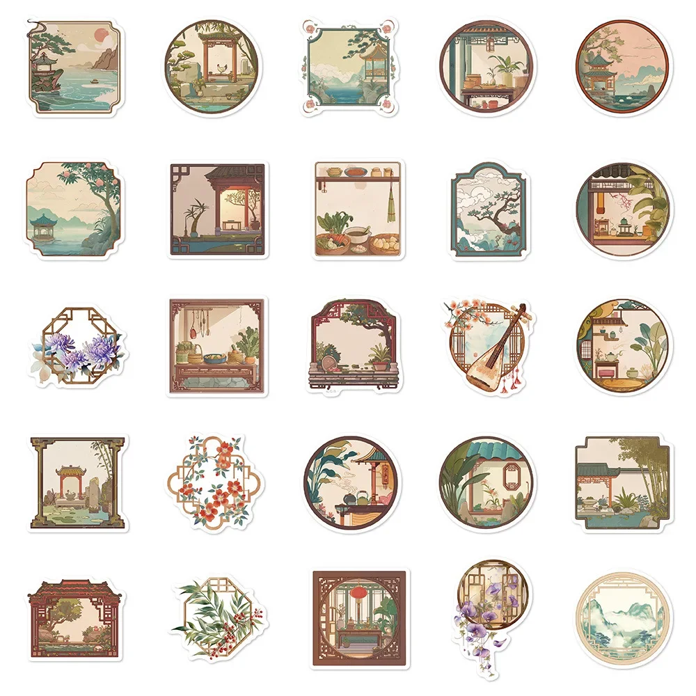 50 個中国風紙切りステッカー面白い落書き DIY 日記アルバム冷蔵庫自転車ラップトップ装飾アートワーク