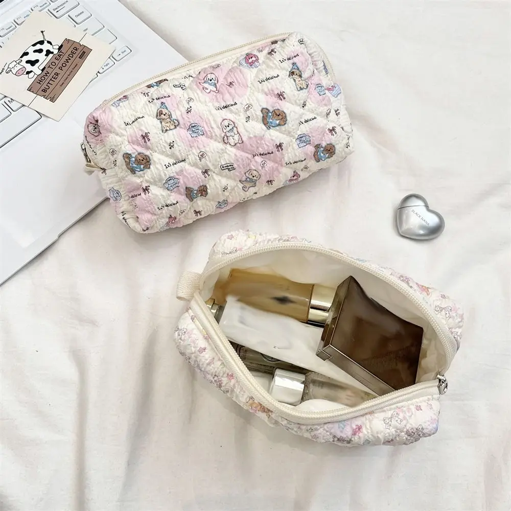 

Portable Bubble Cloth Coin Purse Korean Style Large Capacity Zipper Stationery Bag Cartoon Animal Pattern Lightweight