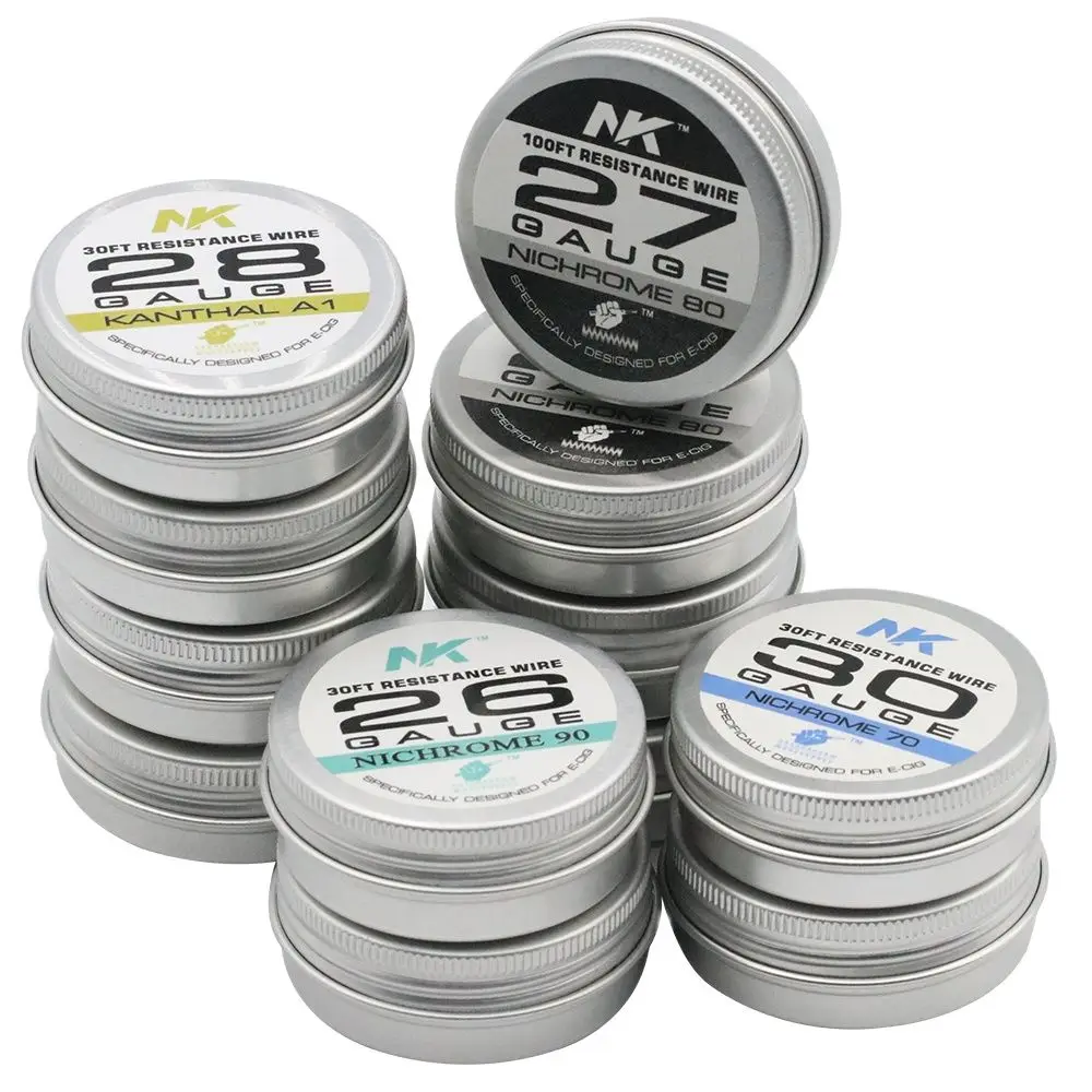 Original NK Ni80 Ni70 KA1 AWG 24 26 27 28 29 30 Gauge MTL Coil Vape Wire 30 Feet Per Spool