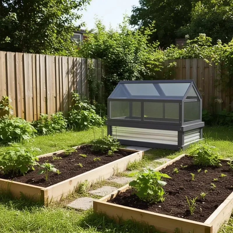 Mini Greenhouse for Garden Small Spaces Wood Frame Modern Design Outdoor Use