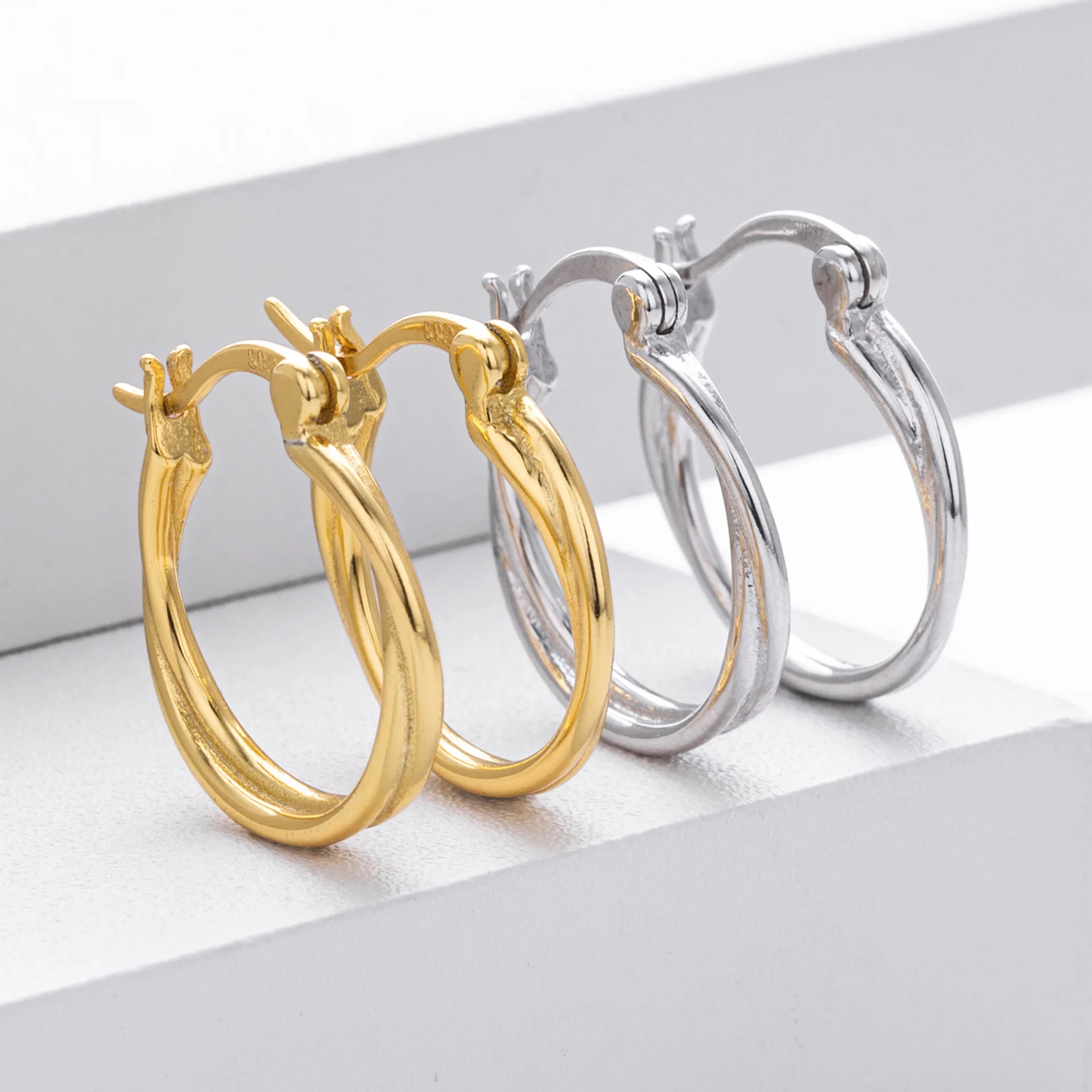 Withered Jewelry Earrings Women's Earrings Ear Cuffs S925 Sterling Silver Earrings Round For Women
