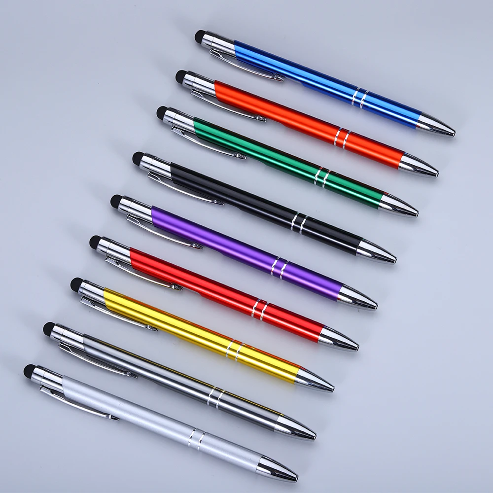 1 pz Hot Custom balloppinta Pen Metal 2-in-1 stilo penna a sfera supporto stampa Logo pubblicità pubblicità all'ingrosso penna personalizzata pubblicità