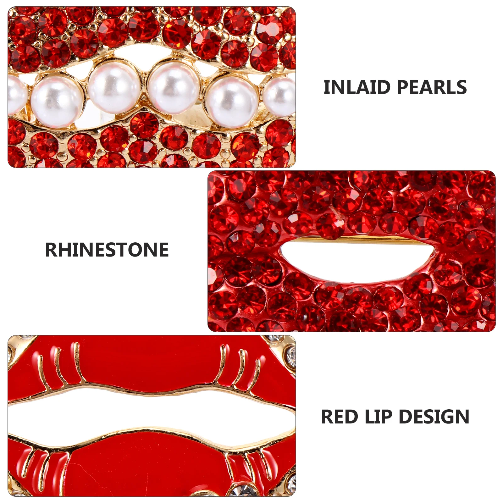 

7pcs Red Brooch Stainless Steel Chain Pin Stylish Women Brooch Versatile Breastpin For Costume Accessories Breastpin