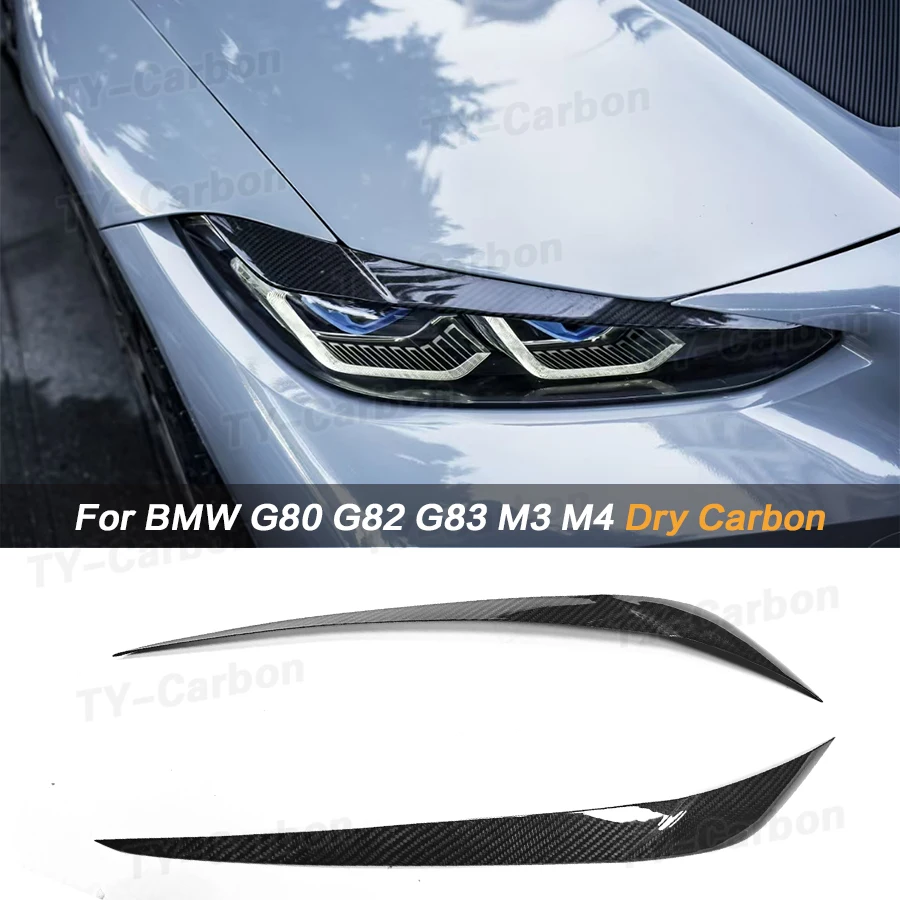 For BMW G80 M3 G82 G83 M4 G22 G23 Dry Carbon Fiber Car Eyelid Front Headlight Eyebrow Cover Eye Lid Trim Car Bodykit Accessories