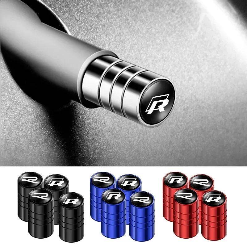 

4Pcs Aluminum Round Car Wheel Tire Valve Caps for Volkswagen GTI Rline Polo Golf MK8 Touareg Passat Magotan Tiguan Jetta