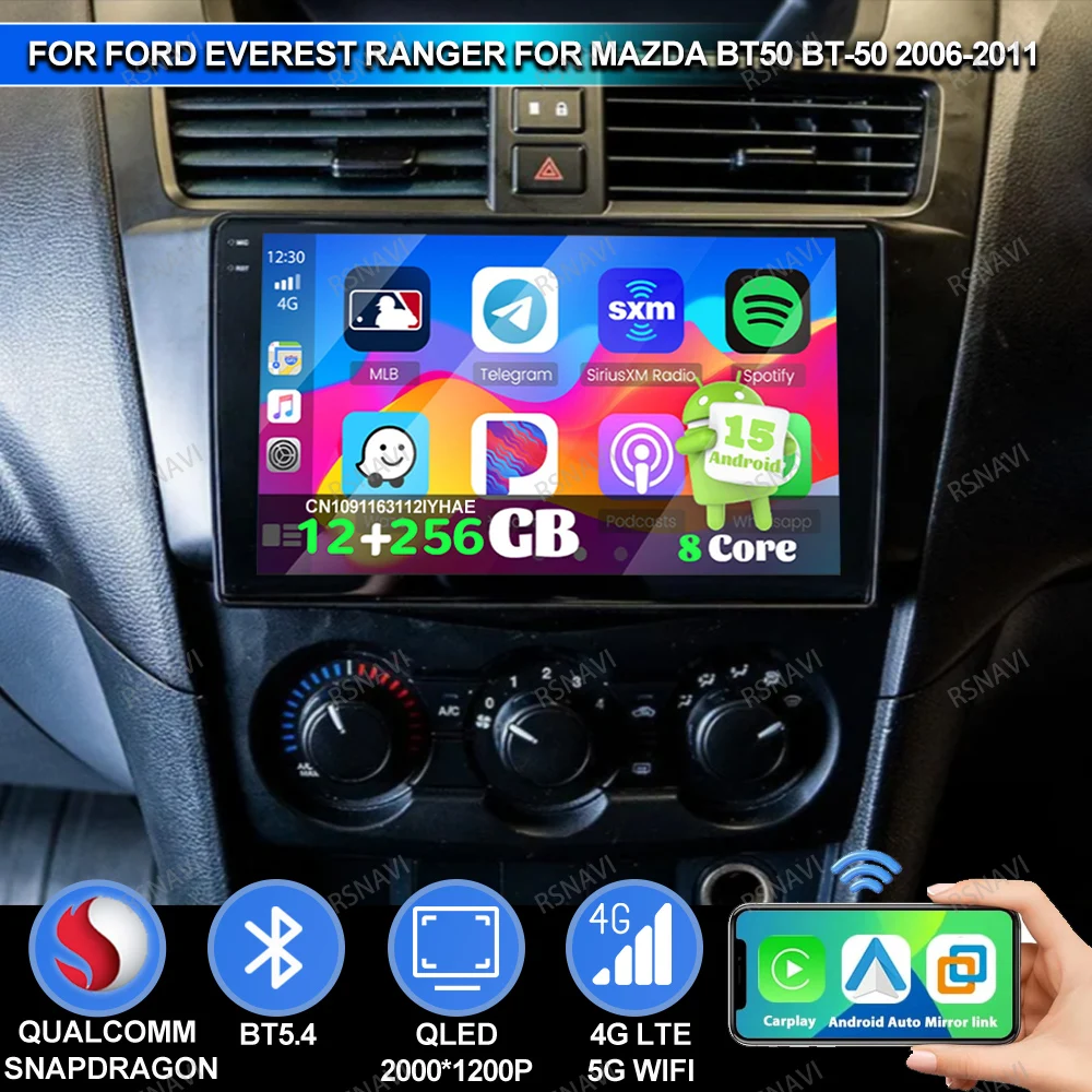 

Car Radio Android 15 For Ford Everest Ranger For Mazda BT50 BT-50 2006-2011 WIFI+4G AUTO Wireless DVD 360 Camera Viedo Player