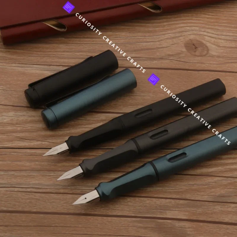 Posture Correction Matte Black Fountain Pen Calligraphy EF Nib Plastic Frosted Stationery School Office Supplies Ink Cartridge