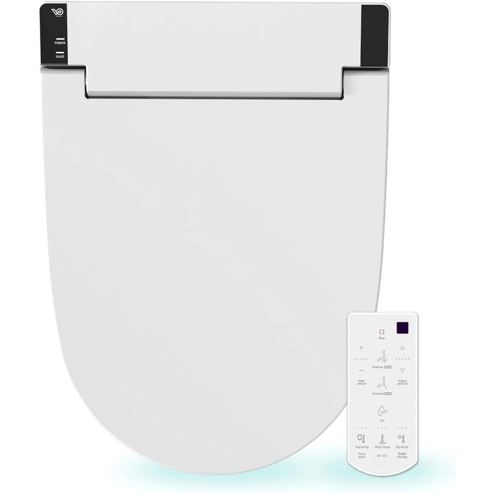 

Round Bidet Toilet Seat, Warm Water, LED Light, Heated Seat, White, Dryer, Stainless Steel Nozzle, Smart Toilet Seat