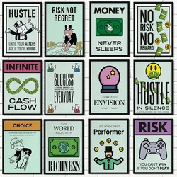 Modern Millionaire Monopoly Money Picture Cartoon Mural Motivational Poster Canvas Painting and Room Wall Art Prints Home Decor