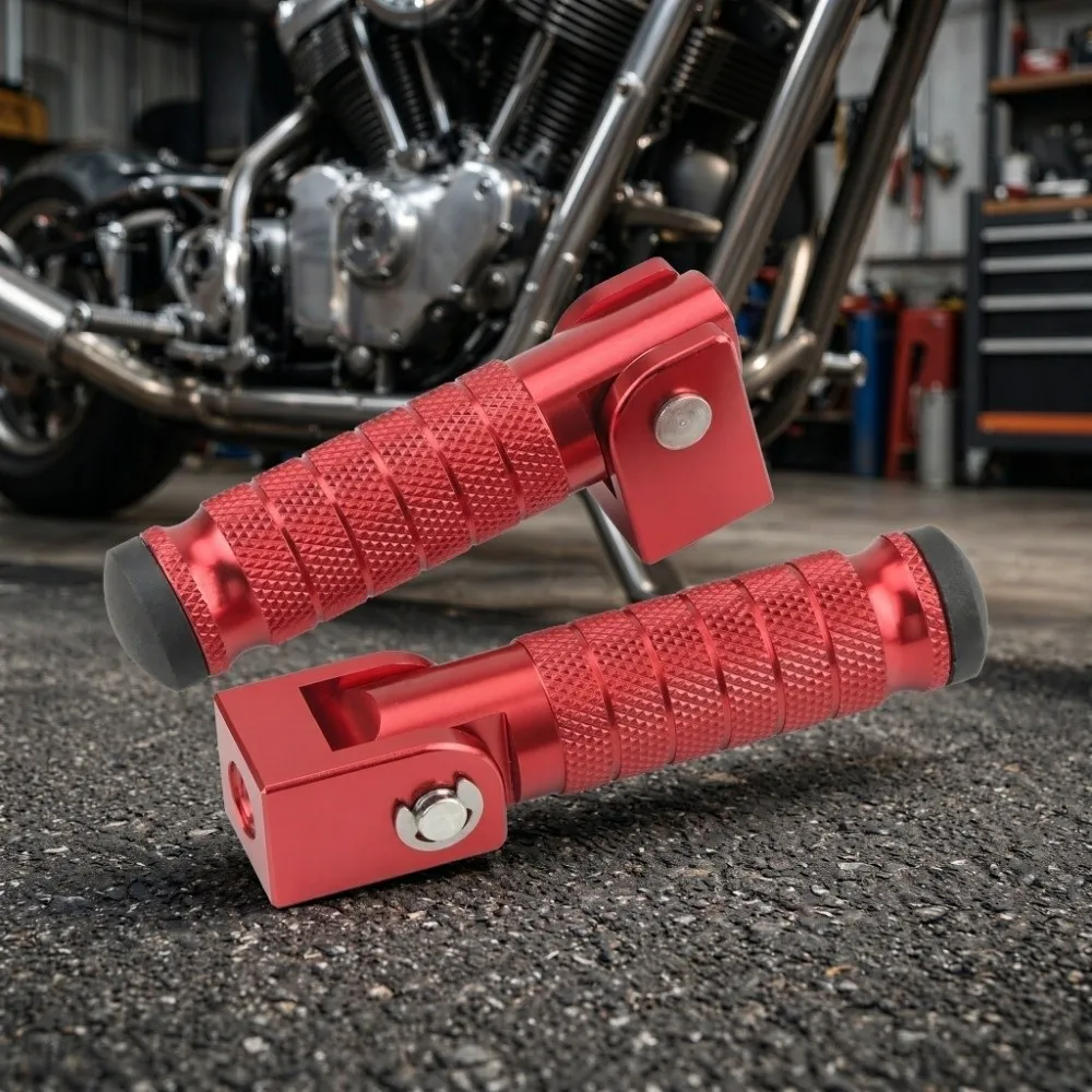 2pcs CNC Machined Folding Foot Pegs Aluminum Alloy M8 Thread Size Motorcycle Footrest Crash Bar Foot Pegs