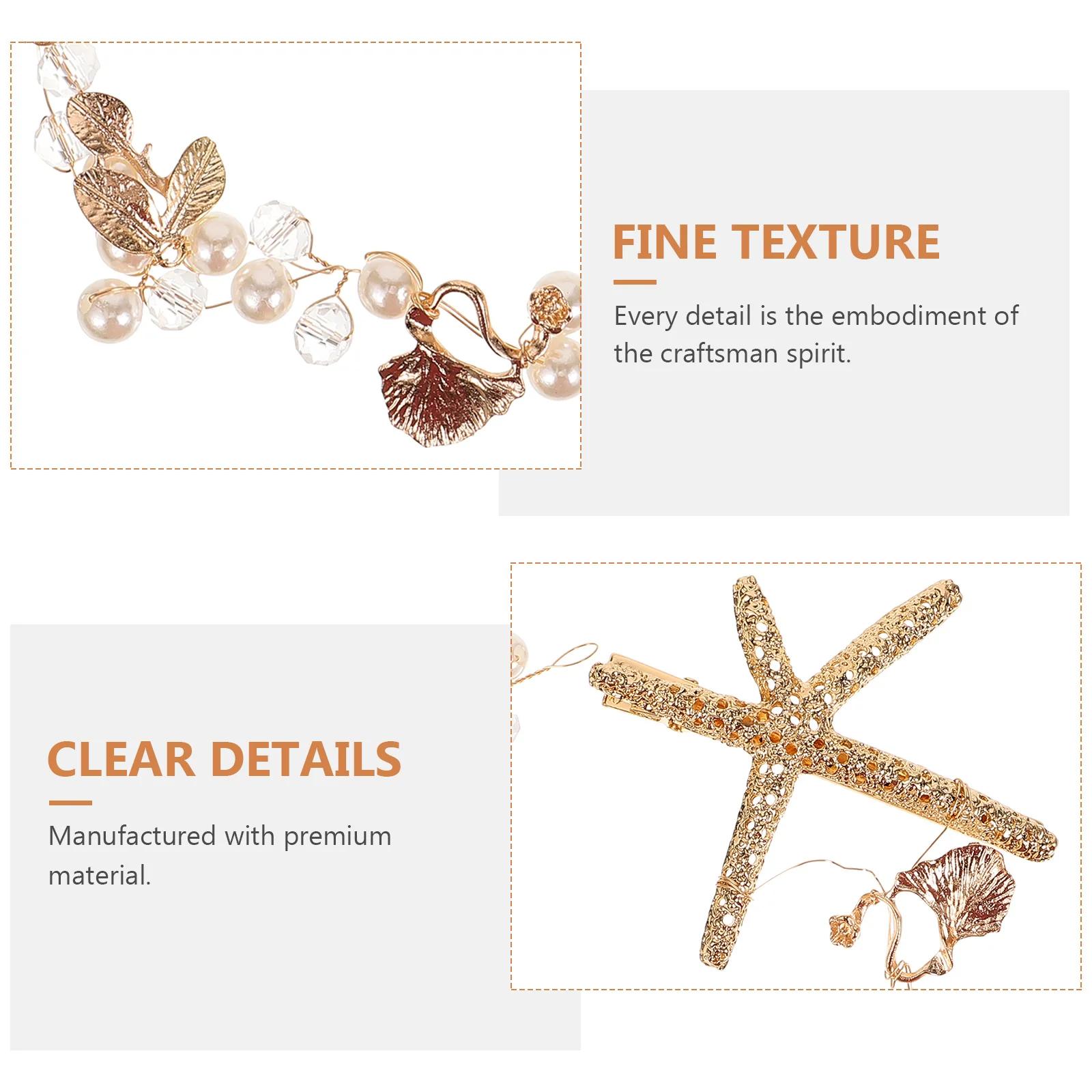 

Pearl Crown Headband Sea Star Hairband for Women Beaded Ocean Accessories Wedding Hair Decor Alloy Band D2428 Pale Gold