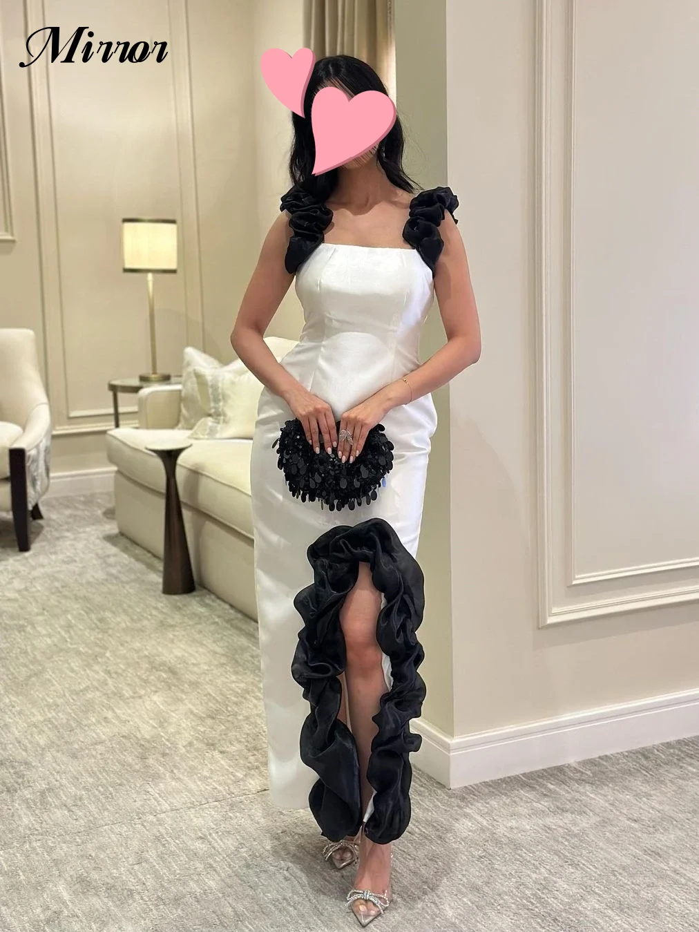 

Mirror Dress Elegant Vintage Simple Ruffle Square Collar Customized Formal Occasion Ball Prom Dress Evening Party Gowns