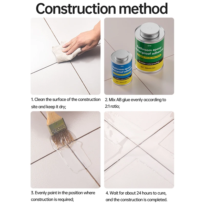 مجموعة واحدة، عامل اختراق مقاوم للماء، غراء كريستالي ماسي شفاف بدون طوب تحطيم، طلاء مقاوم للماء لمنع تسرب الأرضية