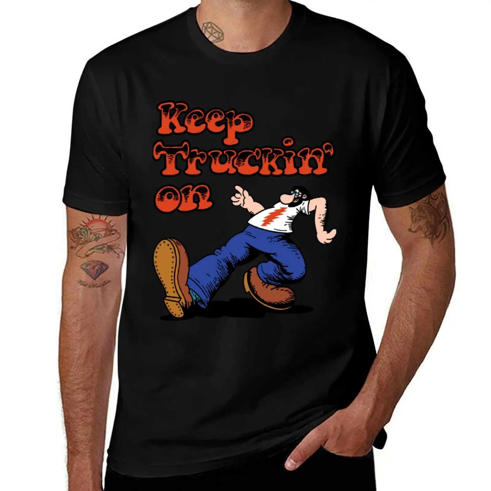 

Keep Truckin' On T-Shirt cotton t shirts high quality t shirt man plain cotton tshirt 100% T-Shirt
