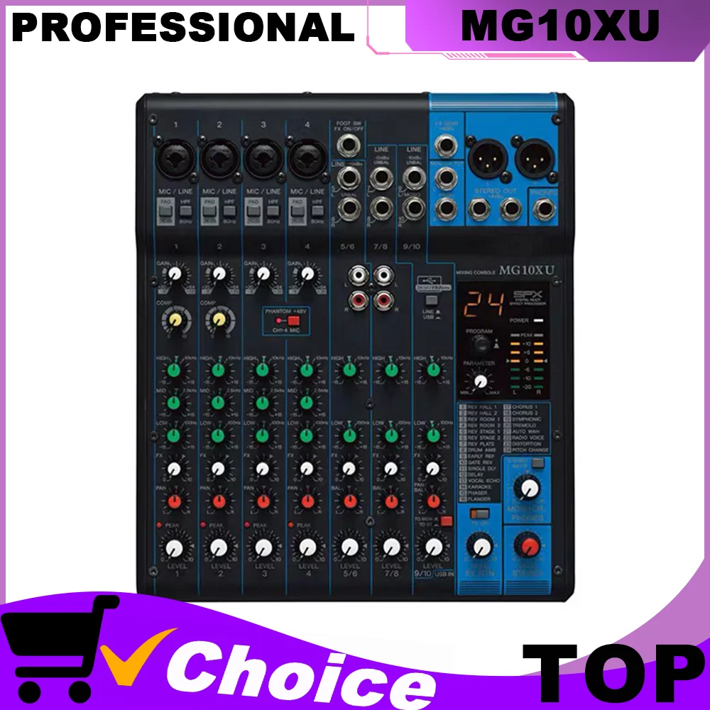 Mixer audio professionale a 10 canali MG10X MG10XU Console audio con interfaccia XLR 48V Stereo a 10 ingressi per PC Registrazione karaoke