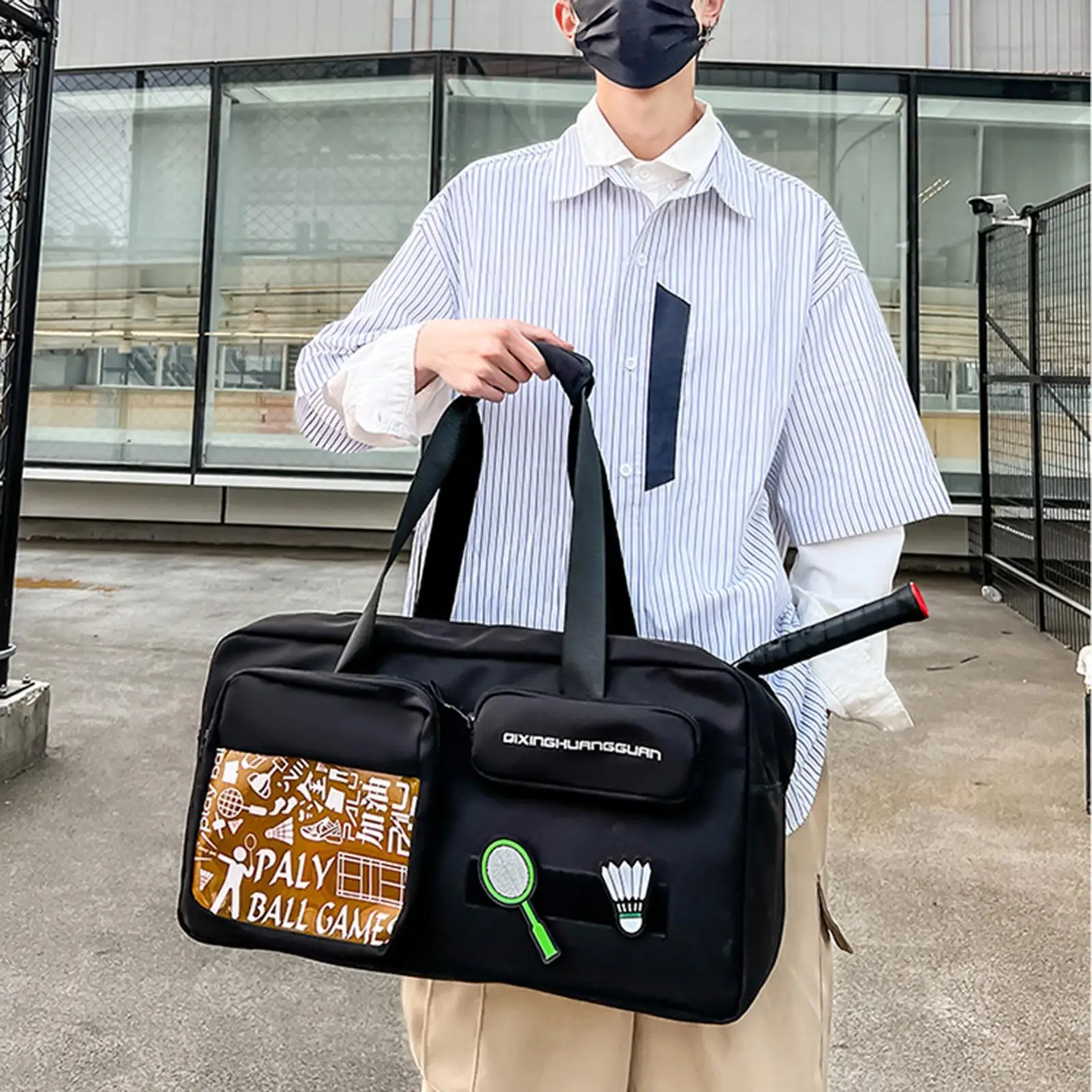 

Badminton Bag Tennis Bag Travel Bag Portable Multipurpose Large Capacity Sports