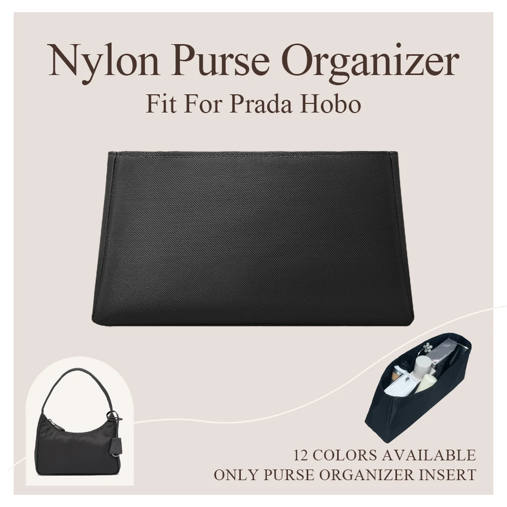 Nylon Purse Organizer Insert Fit for Prada Hobo Handbag Slim Inner Liner Storage Bag Small Inside Bag In Bag Organizer Insert