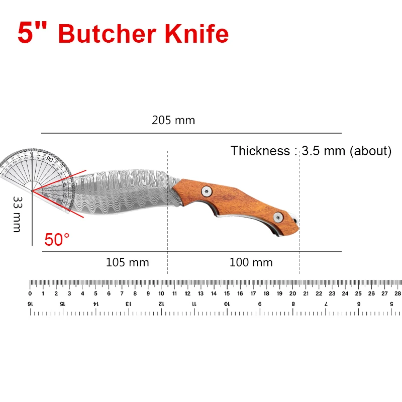 Fixed Blade Pocket Knife Damascus Steel Boning Knife Butcher Knife Forged Handmade Cooking Tool Chef Fruit Knife