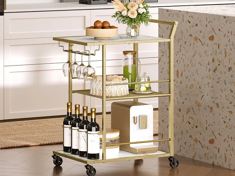 

'Simple trolley beauty salon dedicated three-layer light luxury manicure storage mobile tool cart rack--Amazon customization