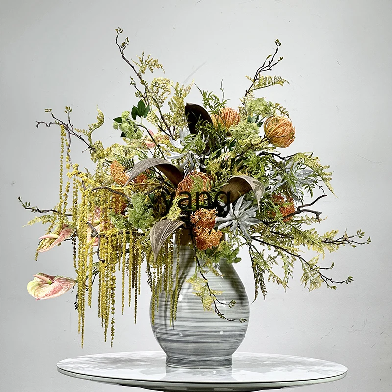 

LTT New Chinese Simulation Flower Art Sales Office Hotel Living Room Coffee Table Entrance Decoration Desktop