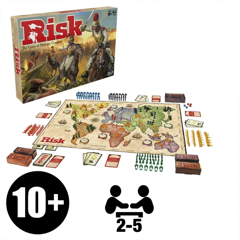 Board Games Risk - Game of Strategic Conquest - 2 To 5 Players - Family Board Games - Ages 1