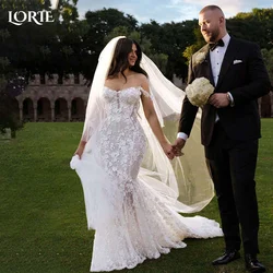 LORIE Mermaid Wedding Dress Sweetheart Lace Appliques Flowers Bride Gown Elegant Beach Boho Bride Dress Sexy vestidos de novia