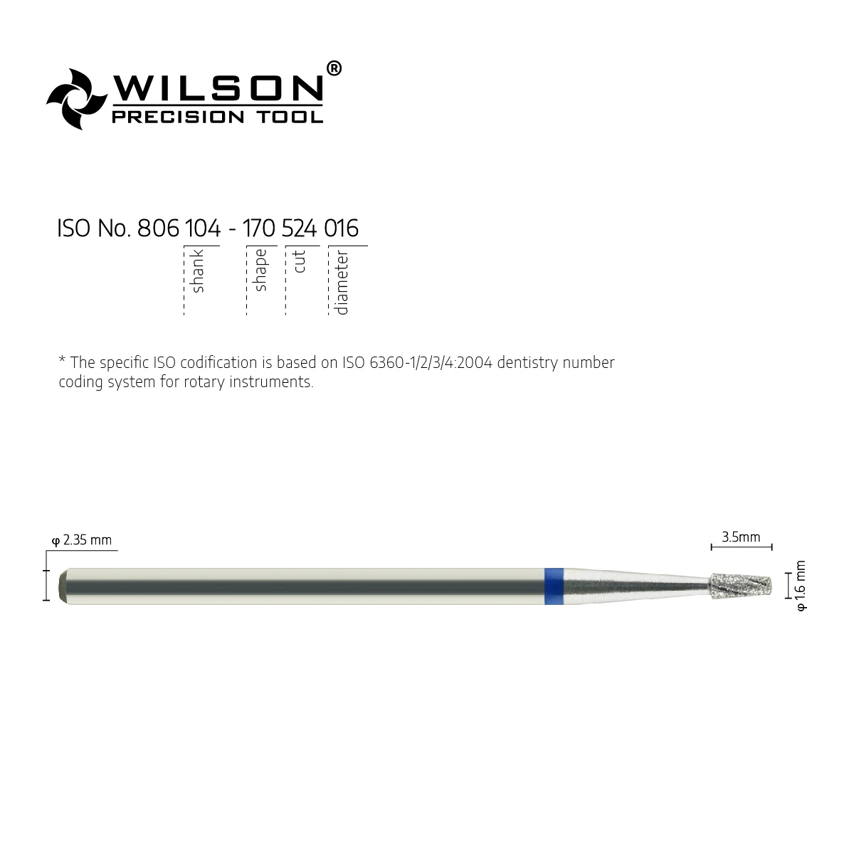 1.6mm Mini Tapered Shape 8005336 With Cooling Groove High Wearing Feature Well Sun Dental Diamond Bits