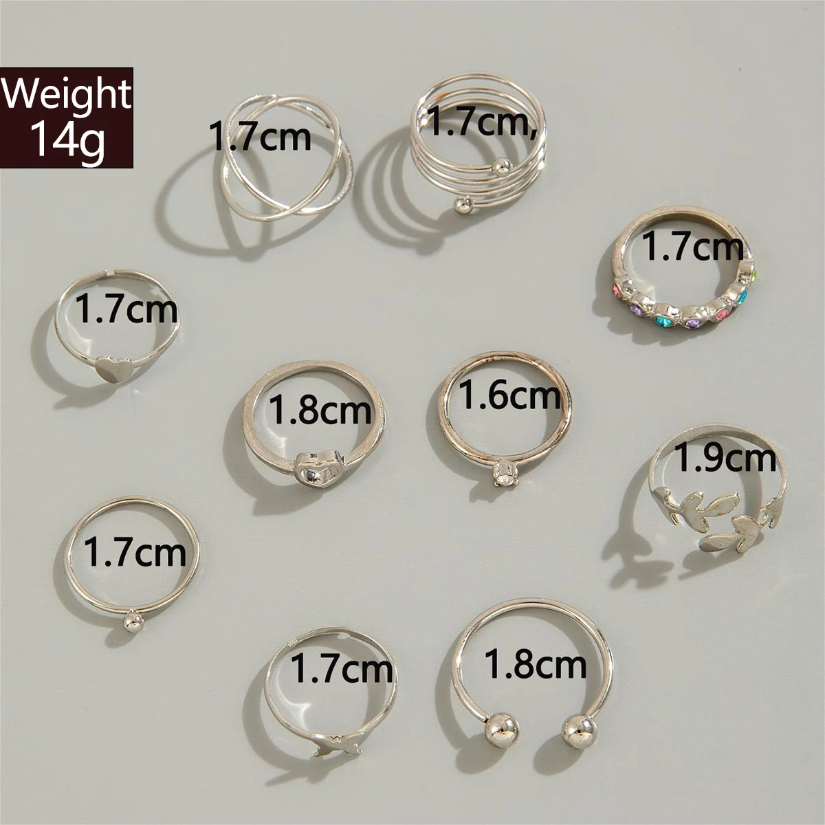 Tocona Simple Silver Color Peach Heaet Tree Leaf Finger Rings Set for Women Colored Stone Rings Set Jewelry Party 23619