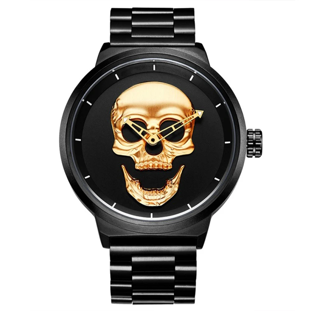 

New Creative Skull Watch Men Cool Sports Watches Luxury Stainless Steel Waterproof Quartz Wristwatches Male Clocks Drop Shipping