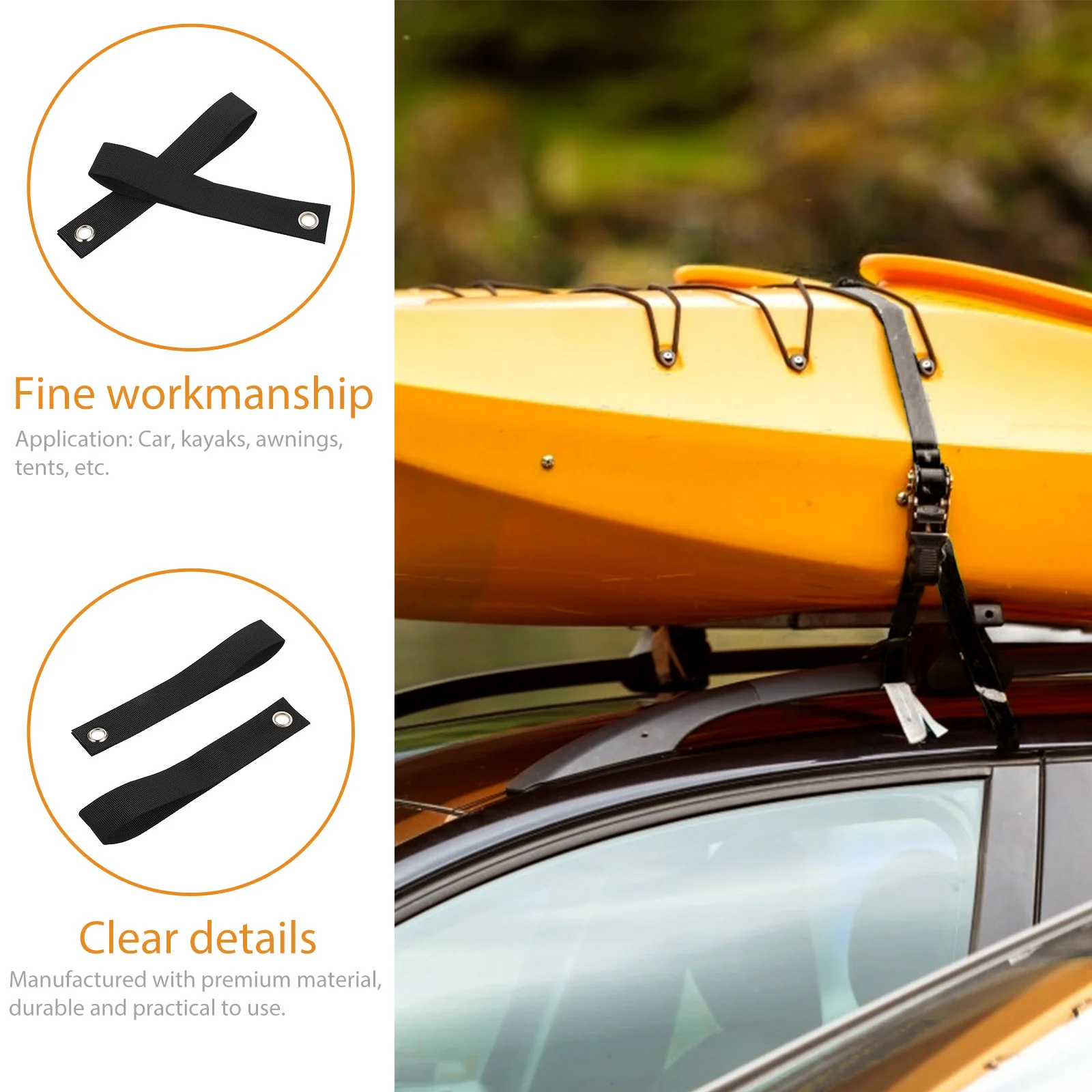 

12Pcs Boat Tie Down Straps Durable Webbing Kayak Canoe Hood Loop Straps Hauling Fastening Belt Car Cargo Accessories