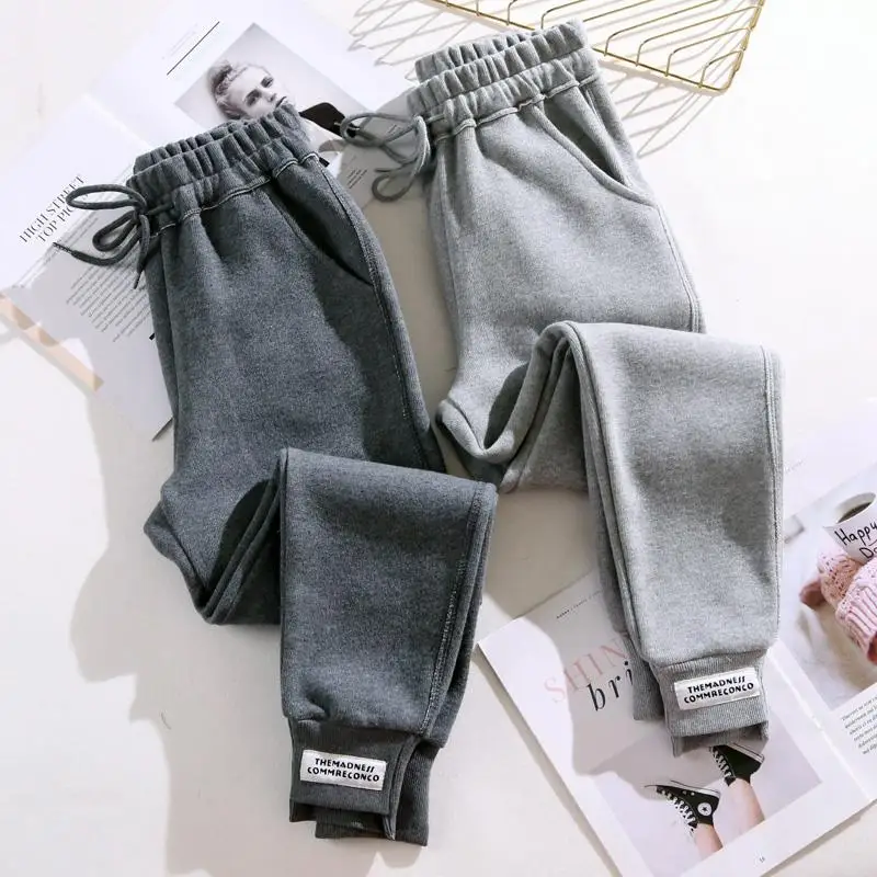 Fleece-lined Thickened Sweat pants Women Autumn and Winter New Slimming Versatile Harem Pants Loose Ankle-tied Casual Warm Pants