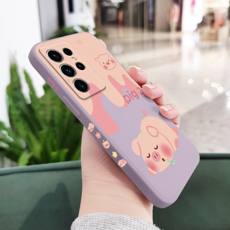 A Drooling Pig Phone Case For Samsung Galaxy S24 S23 S22 S21 S20 S10 S10E Ultra Plus FE Note 20 Ultra 10 Plus Cover