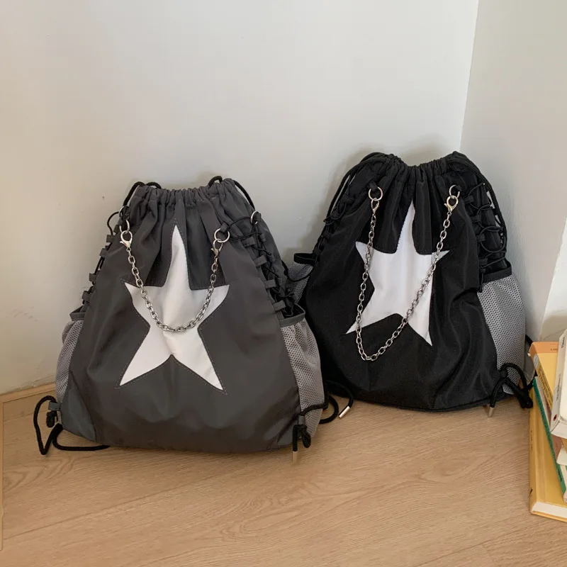 

Нейлоновая ткань, водонепроницаемая спортивная цепочка с пятиконечной звездой на шнурке для выхода, грязеотталкивающий рюкзак со звездой