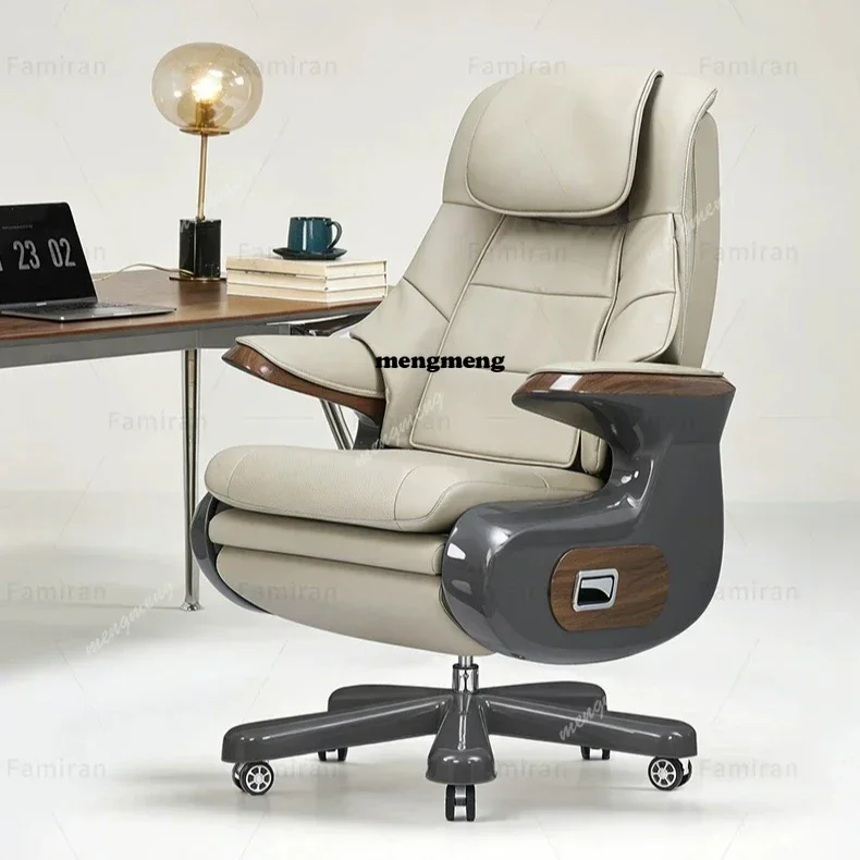 Nova cadeira de escritório ergonômica de couro com massagem elétrica, cadeira de escritório reclinável para uso sedentário.