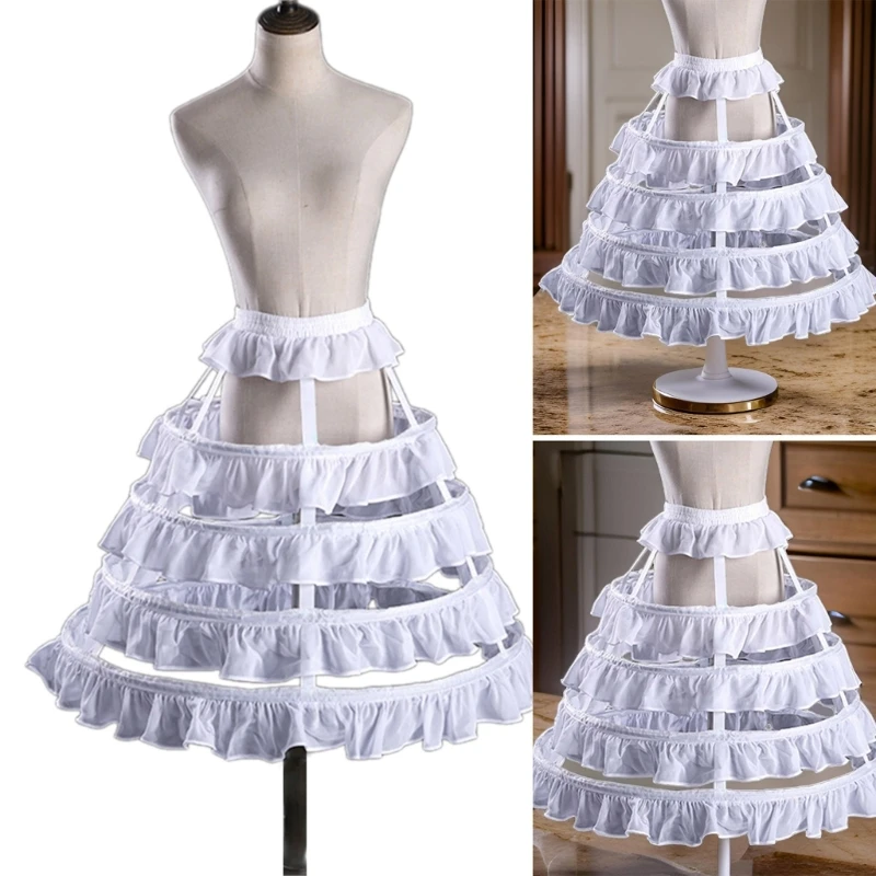 Bride Elastic Waist Petticoat Long Skirt Support Gorgeous Fishbone Support Adjustable Violence Support Long Underskirt