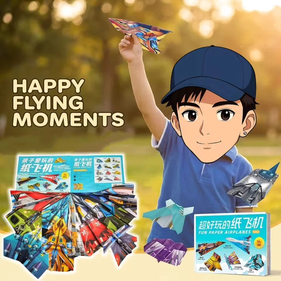 Kit de Origami de Aviones de Papel, 12 Modelos, 36 Hojas de Papel de Colores, Maqueta 3D, Rompecabezas Tridimensional, Entrenamiento de Pensamiento para Adolescentes, Regalo