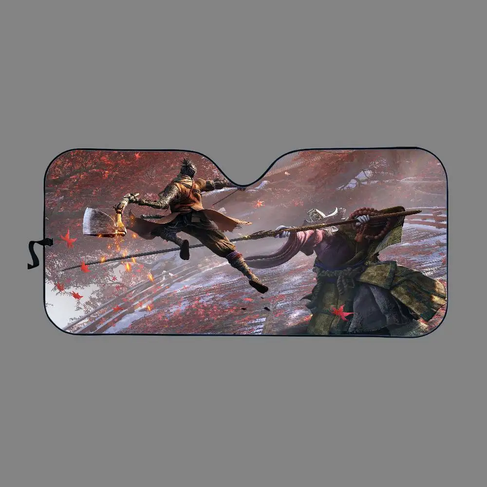 S-Sekiro S-Shadows يموت T-Twice الكرتون نافذة رقائق ساخنة الزجاج الأمامي ظلة نافذة السيارة الأمامية قناع سيارة أدوات حماية الطاقة الشمسية #3