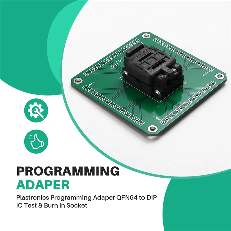 Adaptador Plastronics 64QN50S19090: zócalo de programación y prueba QFN64 a DIP IC, paso de 0,5 mm para paquete de 9 x 9 mm