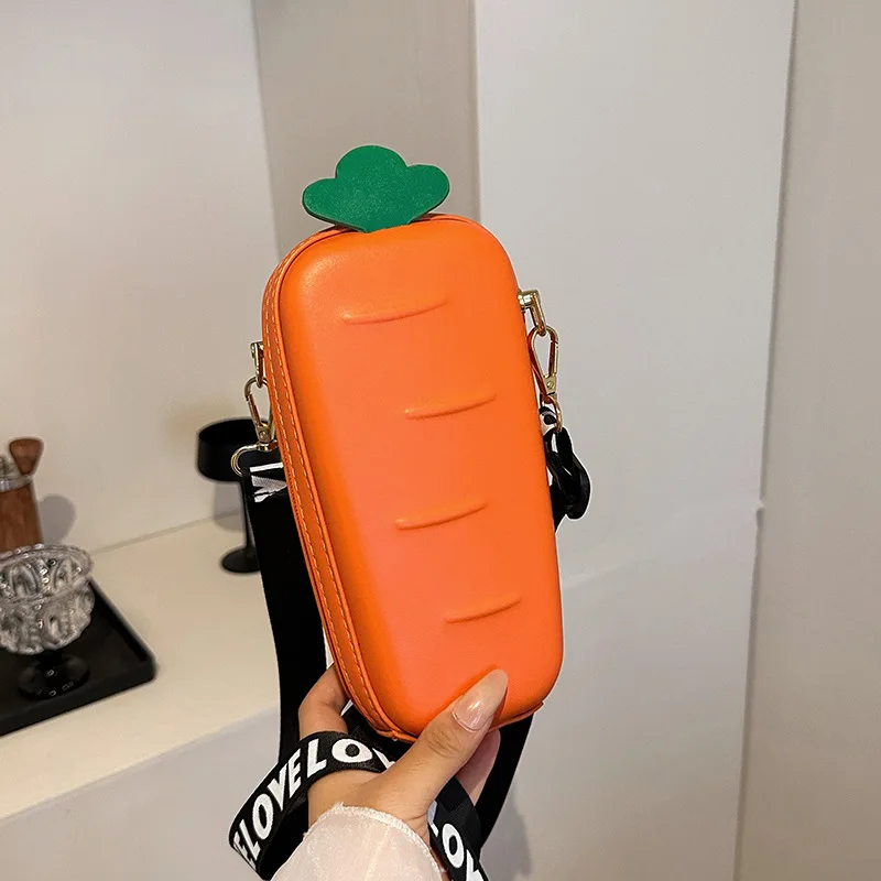 

Симпатичная сумка для молодых девушек, маленькая сумка из искусственной кожи, забавная креативная сумка через плечо в форме морковки, дизайнерская сумка и кошелек