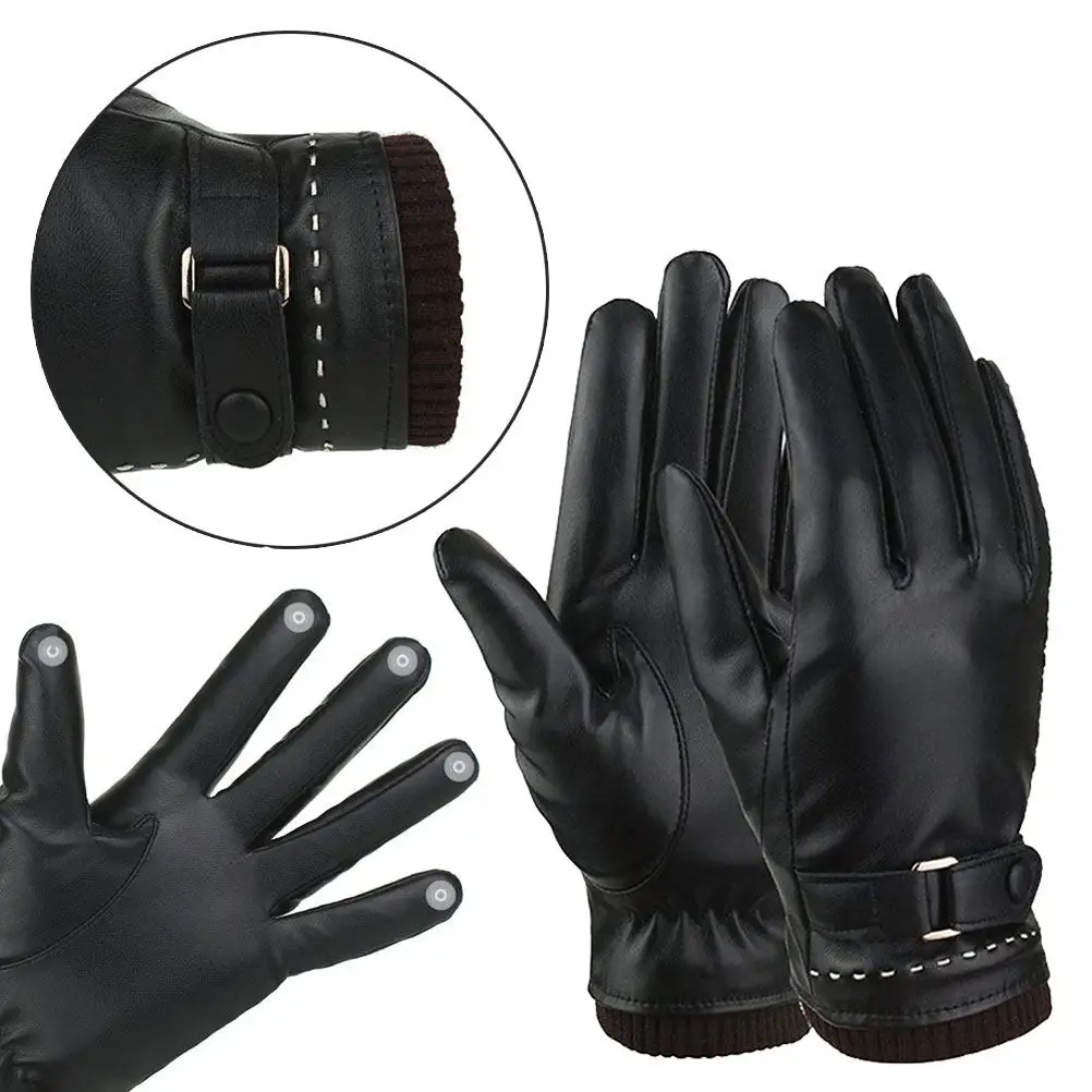 

PU Touchscreen Gloves Winter Warm Keeping Windproof Waterproof Driving Gloves for Women All Fingers Compatible