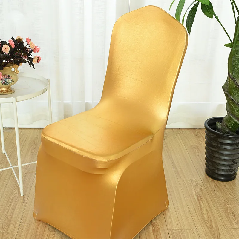 100PCS/Lot Wholesale Universal GOLD PRINT Chair Cover Spandex Elastic Cloth Hotel Banquet Party Wedding Chair Covers stretch