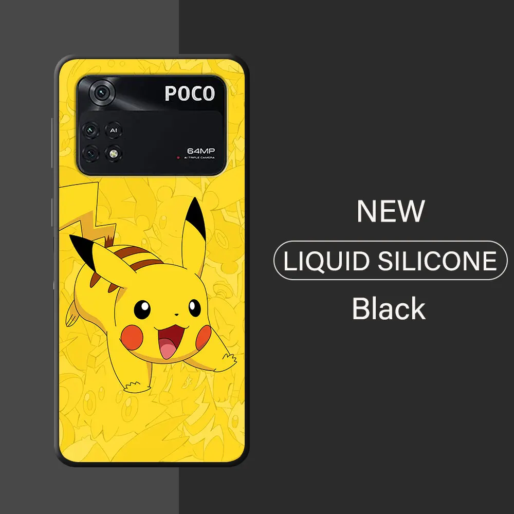 Pokemon Pikachu Anime Case for Xiaomi Poco X4 NFC M4 C40 F4 GT M3 M5 M5s F1 C50 X3 Pro X5 C55 X3 Black Soft Bumper Cover Cases